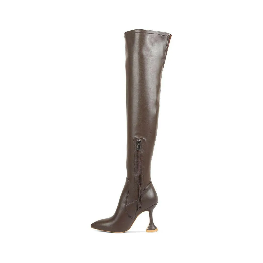 Brandy Faux Leather Over the Knee High Heeled Boots