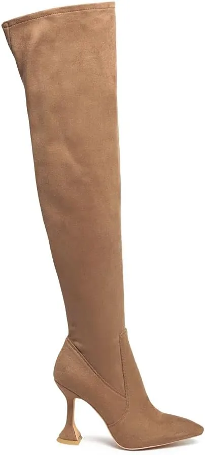 Brandy Faux Leather Over The Knee High Heeled Boots