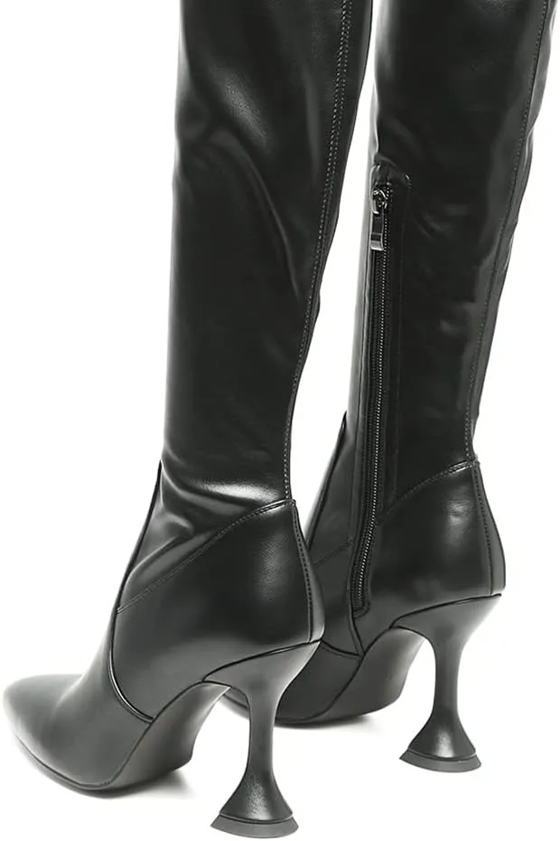 Brandy Faux Leather Over The Knee High Heeled Boots