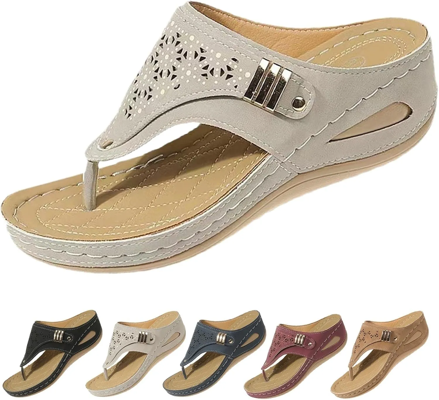 Breathable Mesh Sports Sandals with Non-Slip Sole Orthopedic Wedge Flip Flops Wedge Heel Slippers Open Toe Slippers Dressy Comfortable Ladies Outdoor Roman Shoes