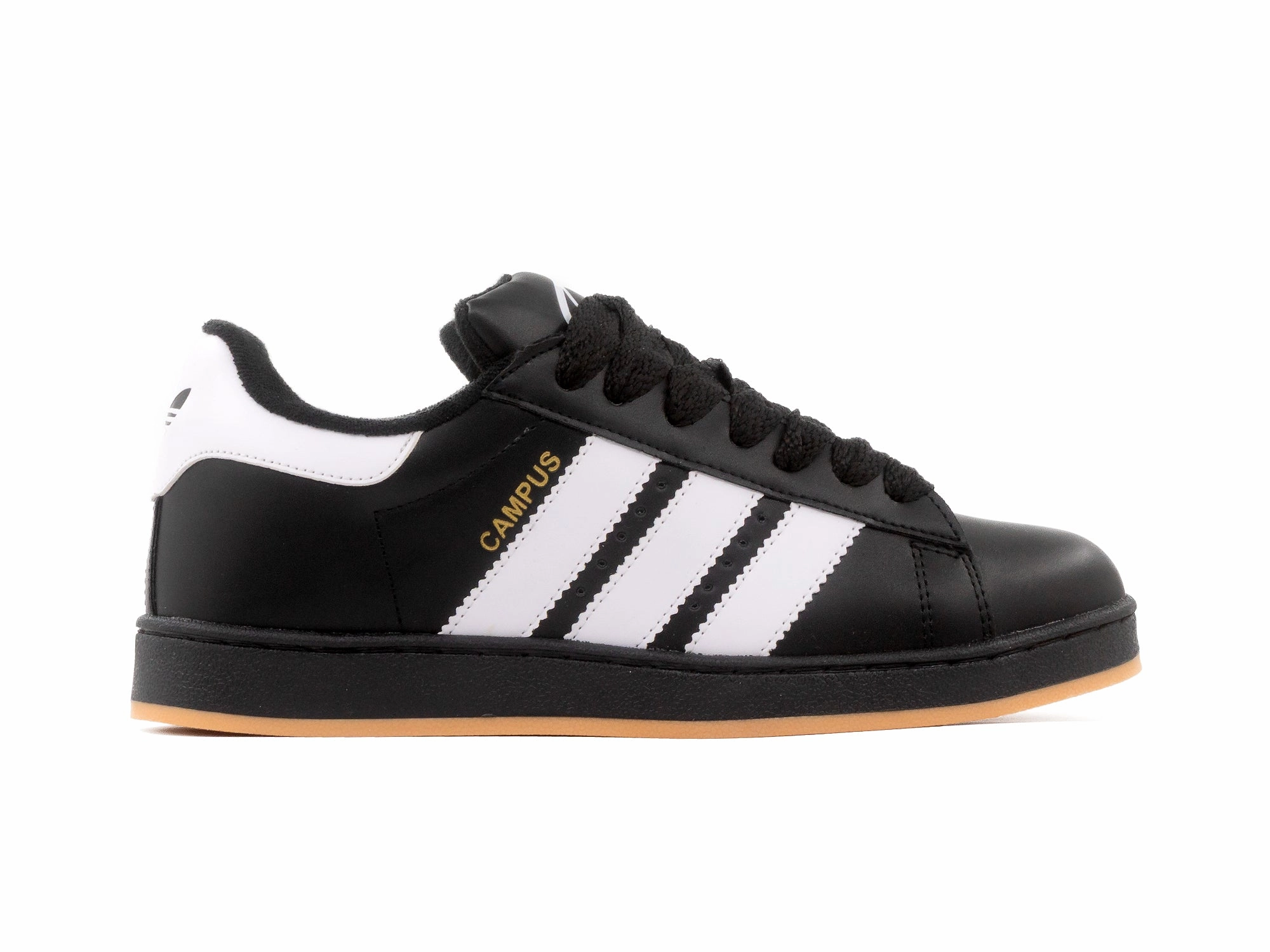 Tenis Campus Negro Blanco Suela Negra Drawstring Lace