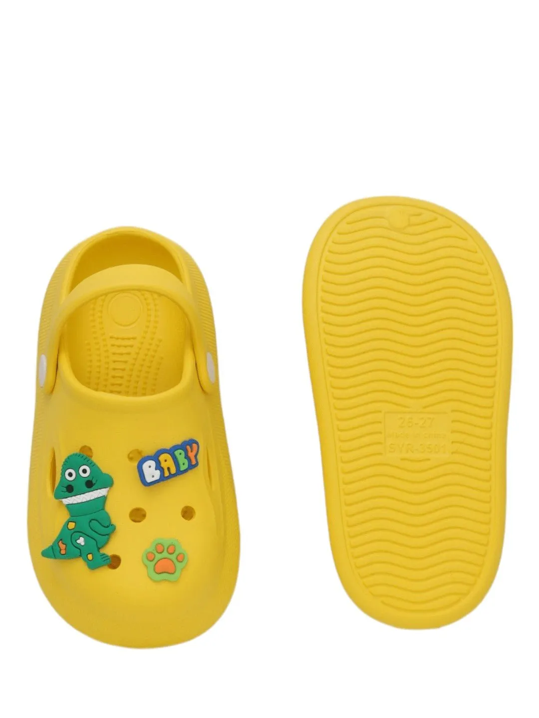 Bright Dino Adventure Clogs for Boys - Vibrant Yellow