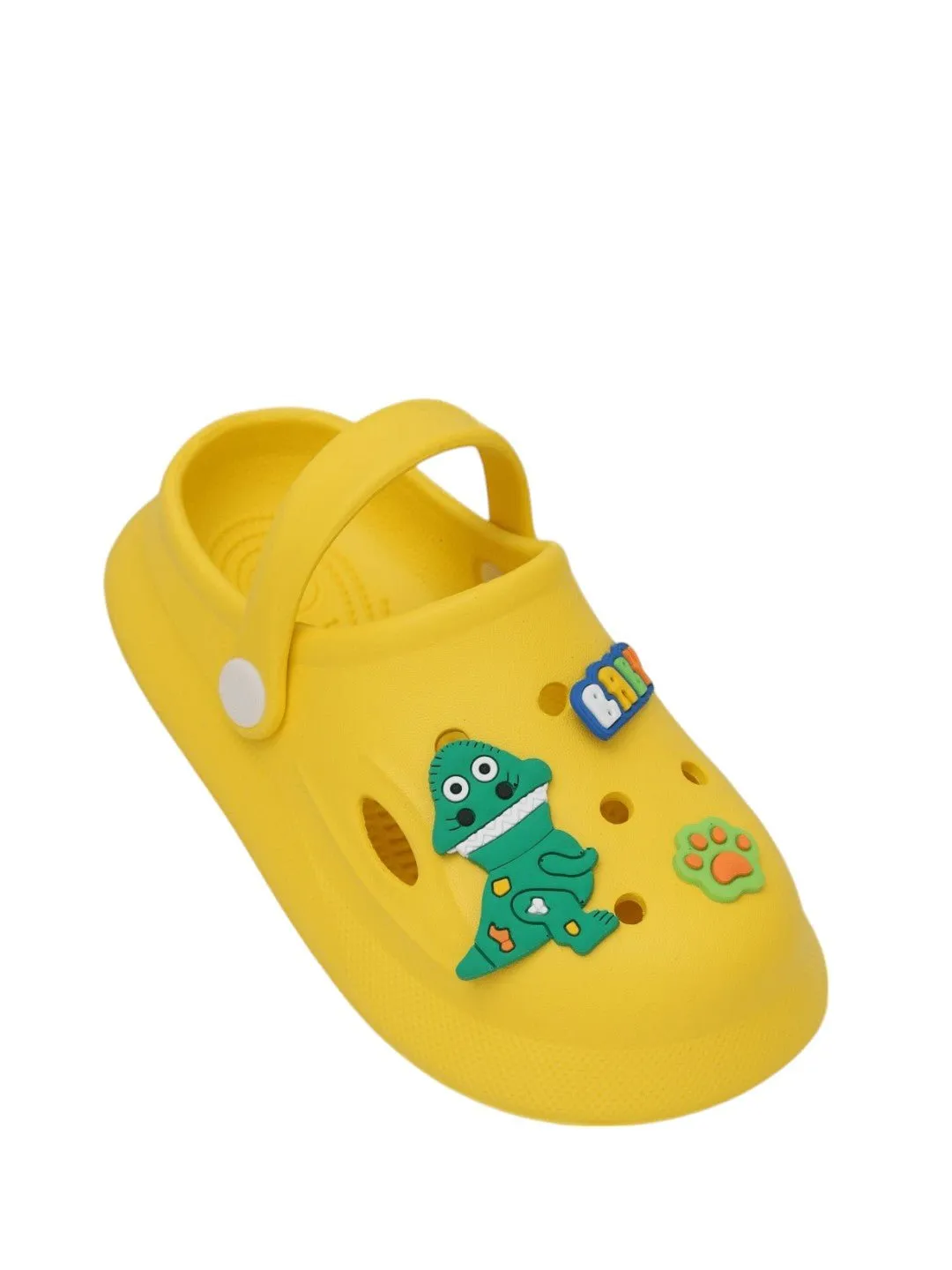Bright Dino Adventure Clogs for Boys - Vibrant Yellow