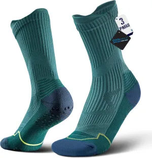 BRISIRA Coolmax Bamboo Viscose Compression Anti Blister Hiking Socks Crew Mid Calf Moisture Wicking Anti Odor Tennis Cushion