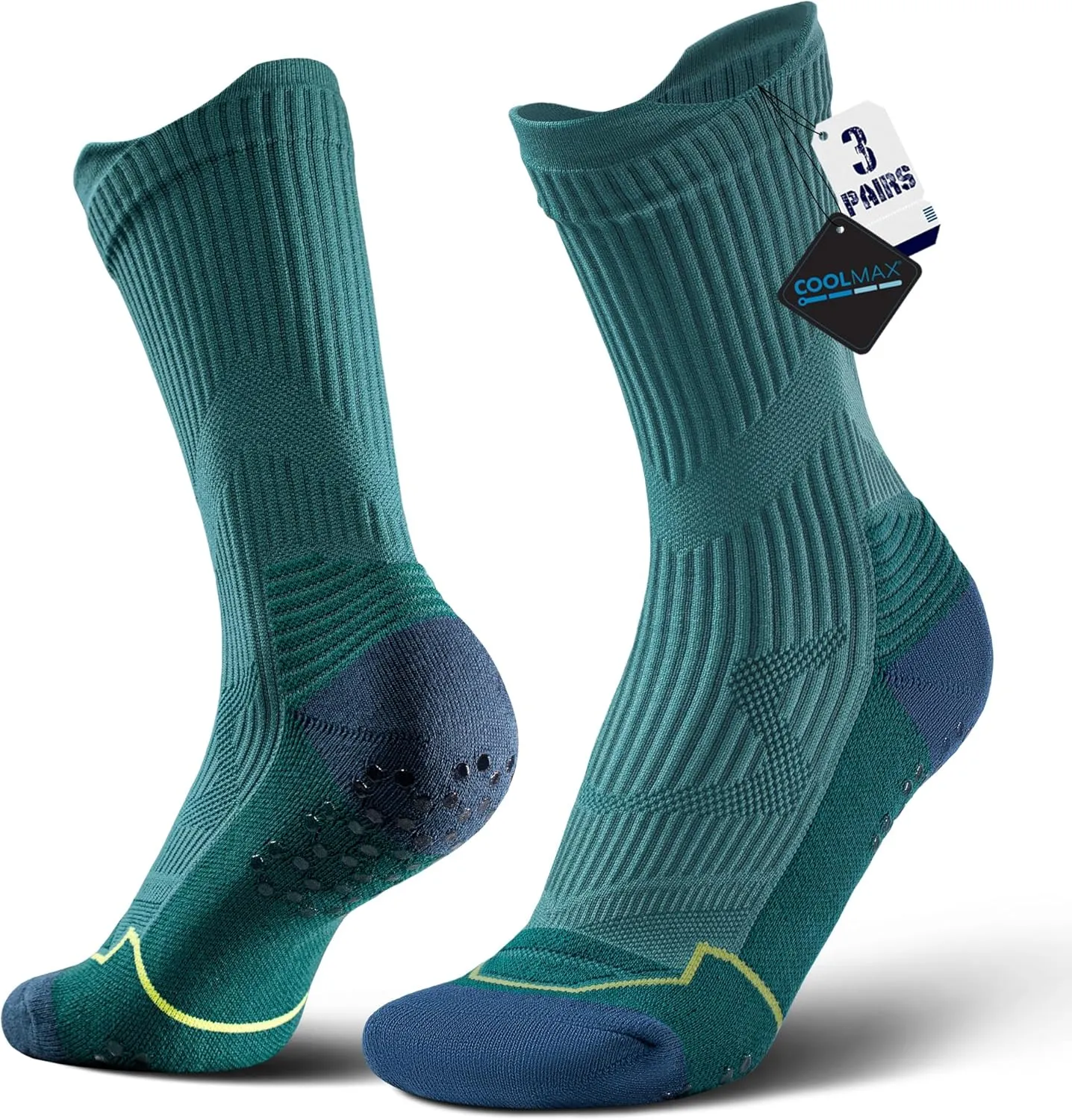 BRISIRA Coolmax Bamboo Viscose Compression Anti Blister Hiking Socks Crew Mid Calf Moisture Wicking Anti Odor Tennis Cushion