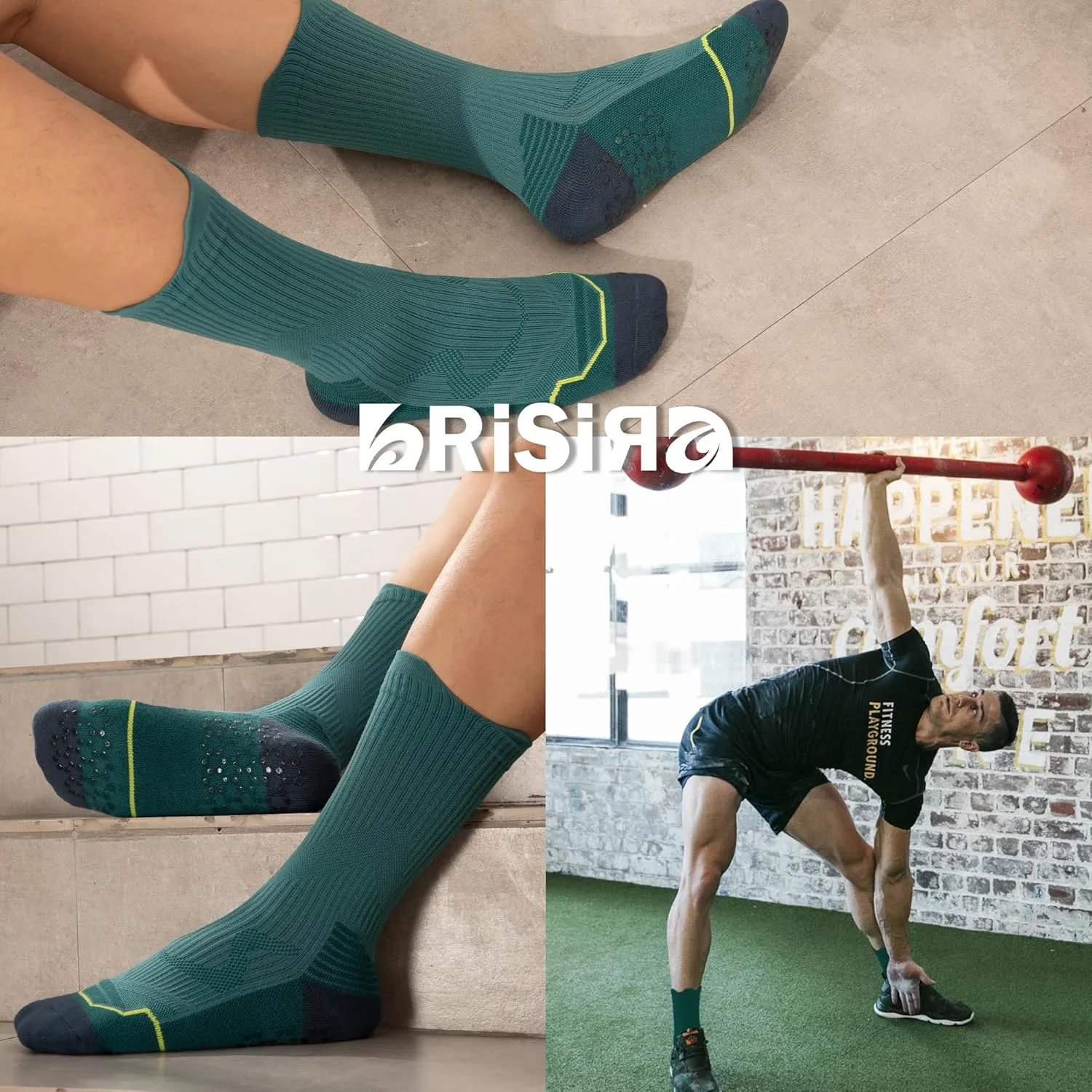 BRISIRA Coolmax Bamboo Viscose Compression Anti Blister Hiking Socks Crew Mid Calf Moisture Wicking Anti Odor Tennis Cushion