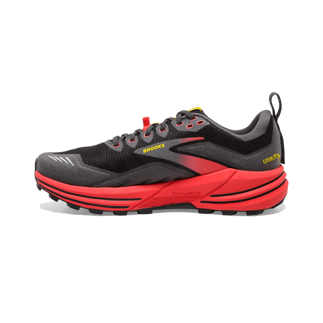 Brooks Cascadia 16 (D Width) - Black/Fiery Red/Yellow (Mens)