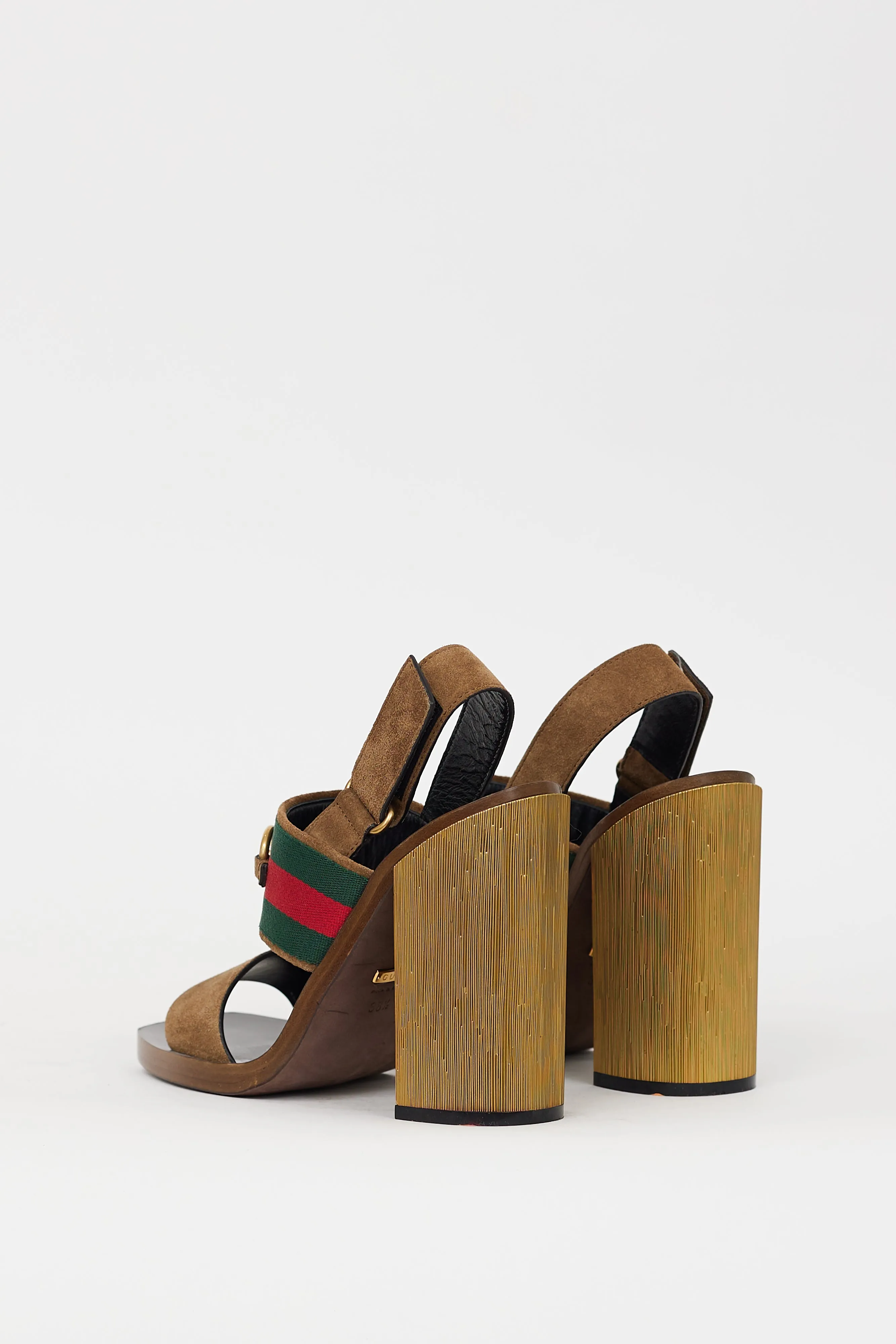 Brown & Multicolour Suede Hardware Web Slingback Heel