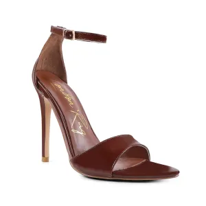 Brown Ankle Strap High Heeled Sandals