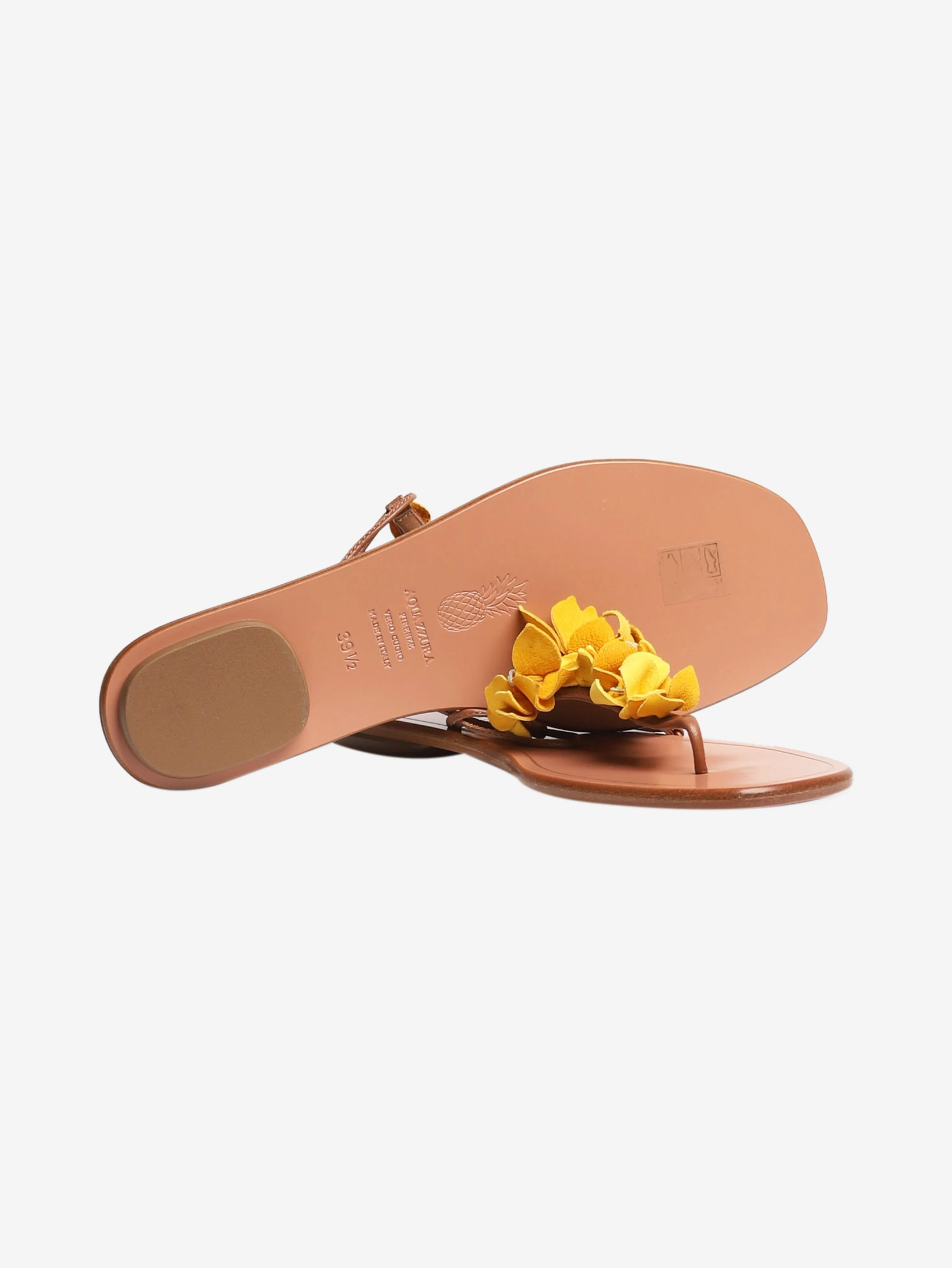 Brown floral thong sandals - size EU 39.5