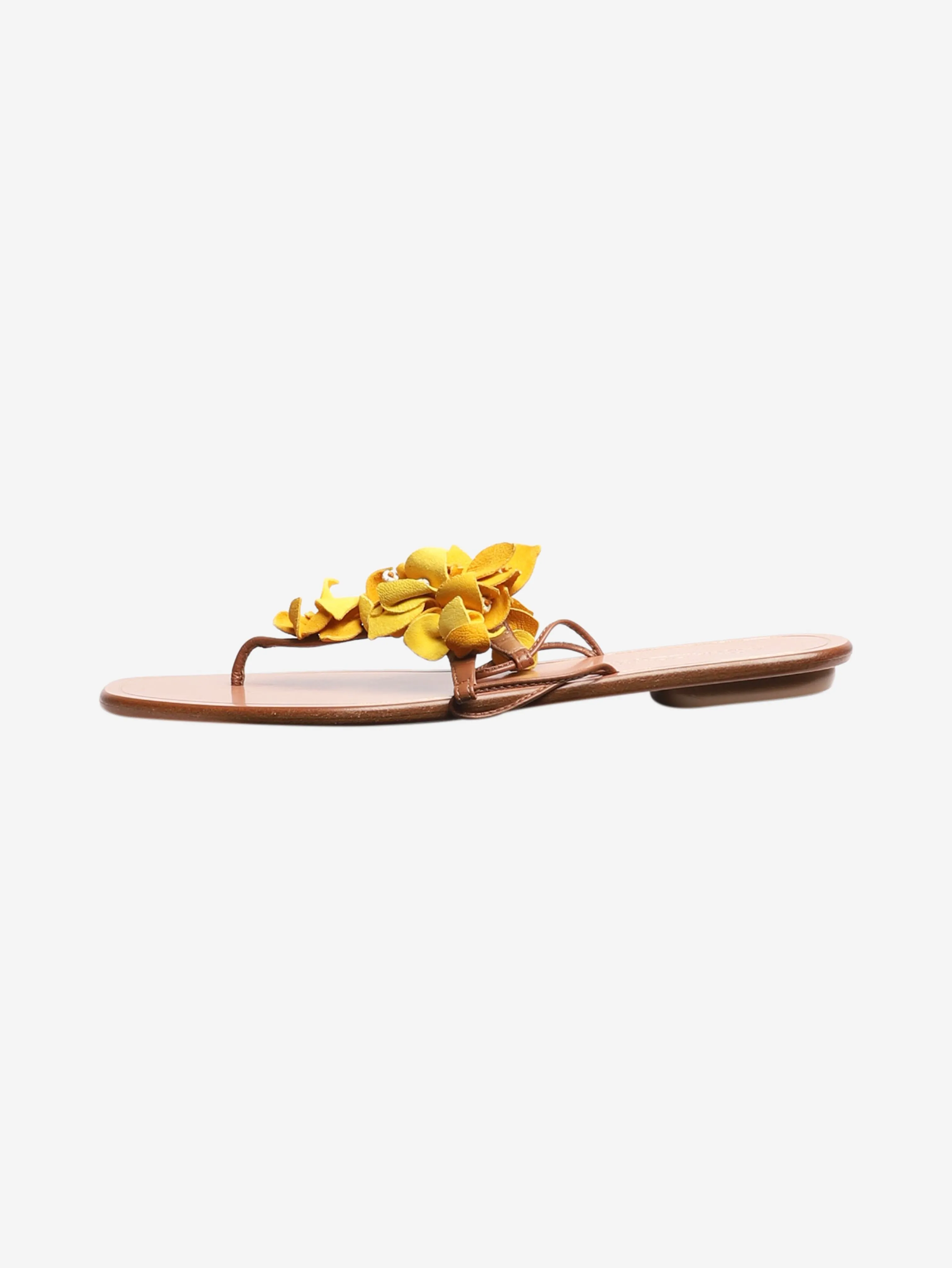 Brown floral thong sandals - size EU 39.5