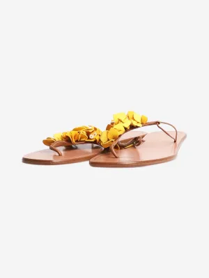 Brown floral thong sandals - size EU 39.5