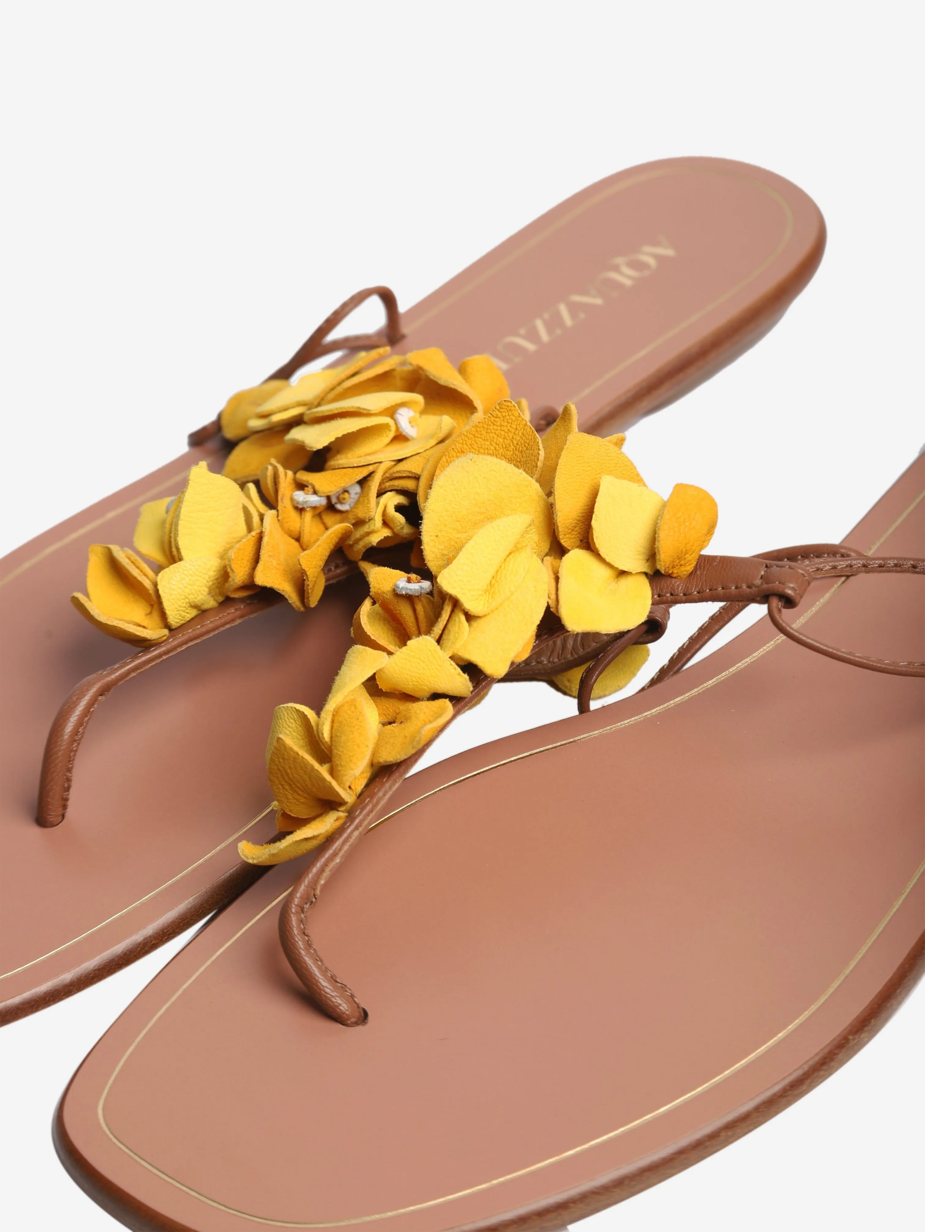 Brown floral thong sandals - size EU 39.5