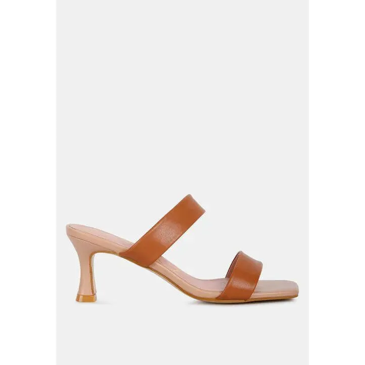 Brown Mid Heel Sandals