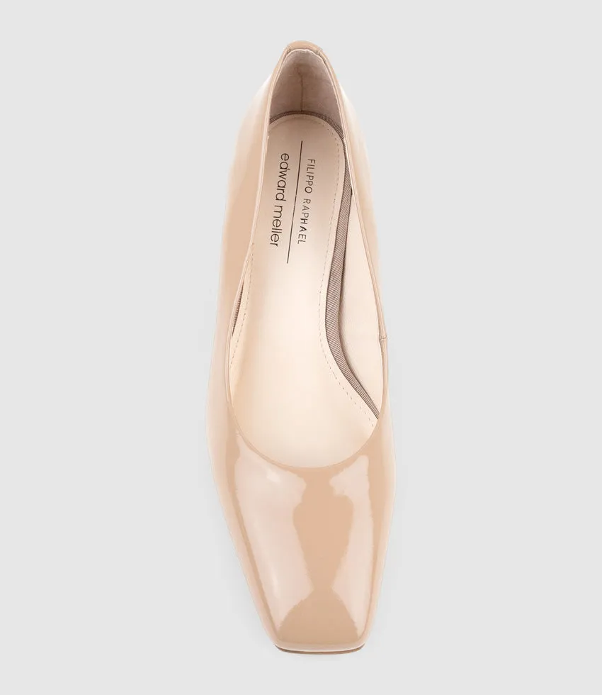 BRYCE70 Square Toe Pump in Nude Patent