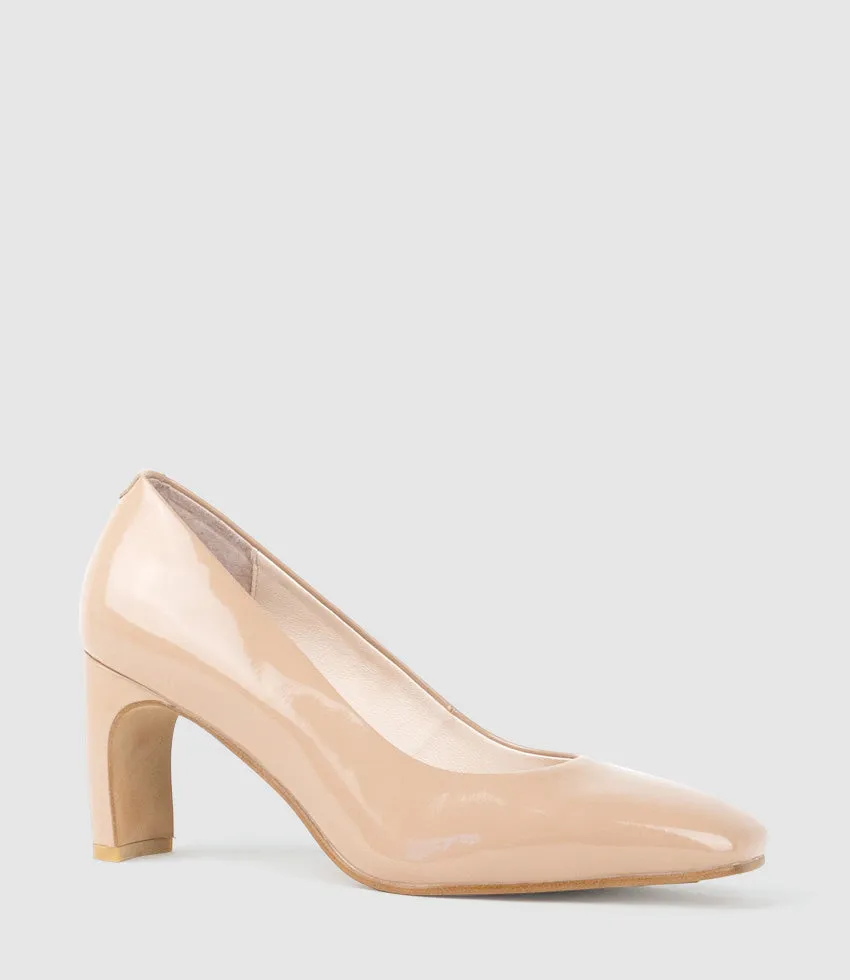 BRYCE70 Square Toe Pump in Nude Patent