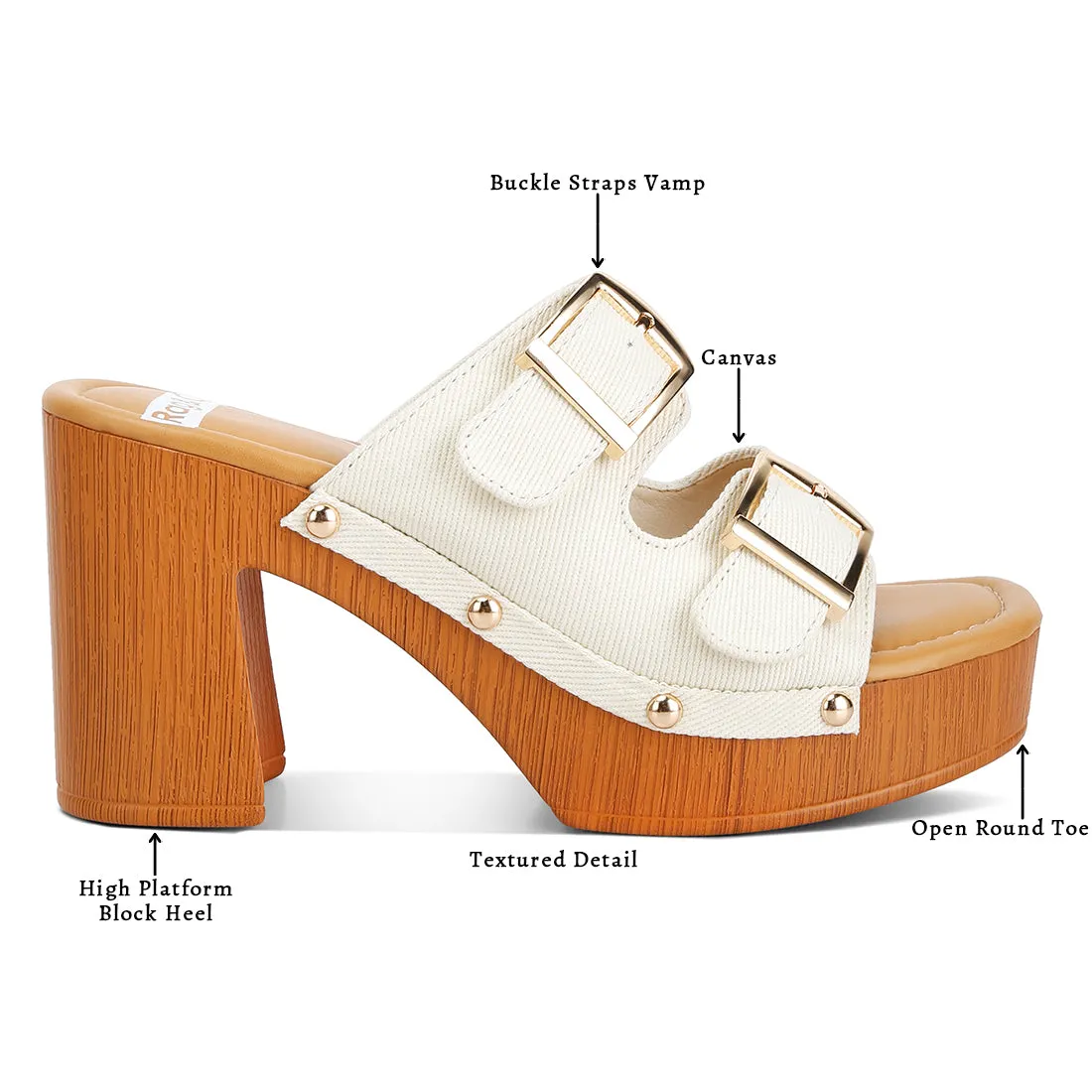 Buckle Straps High Block Heel Clogs