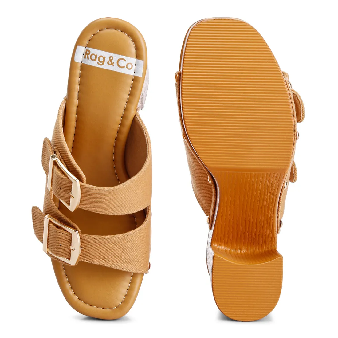 Buckle Straps High Block Heel Clogs