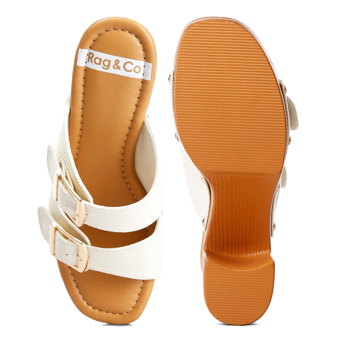 Buckle Straps High Block Heel Clogs