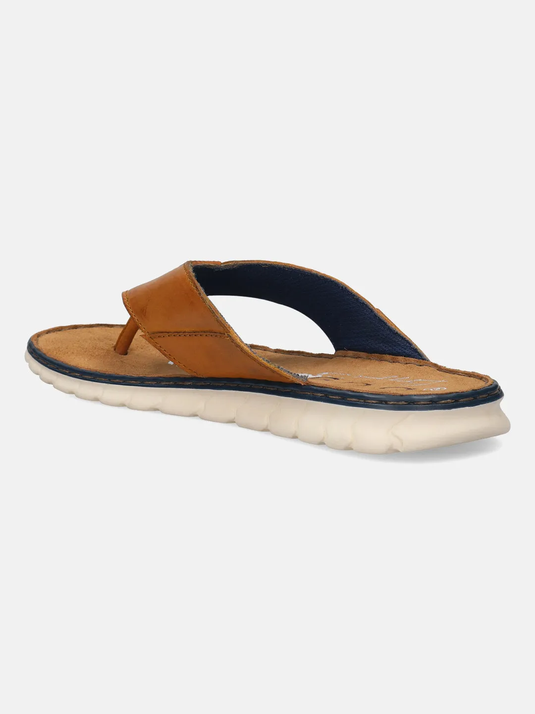 bugatti Cognac Premium Leather Thongs Sandals