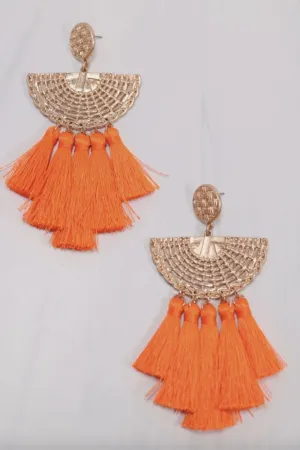 Calvin Tassel Earring - Orange