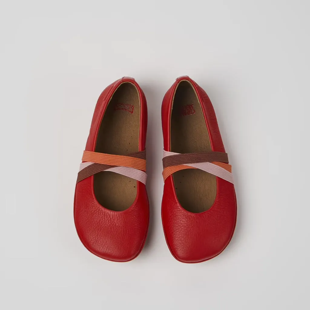 Camper For Kids Red Leather Ballerinas