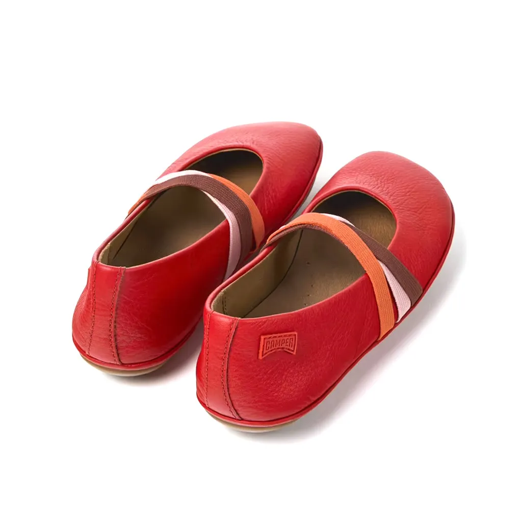 Camper For Kids Red Leather Ballerinas
