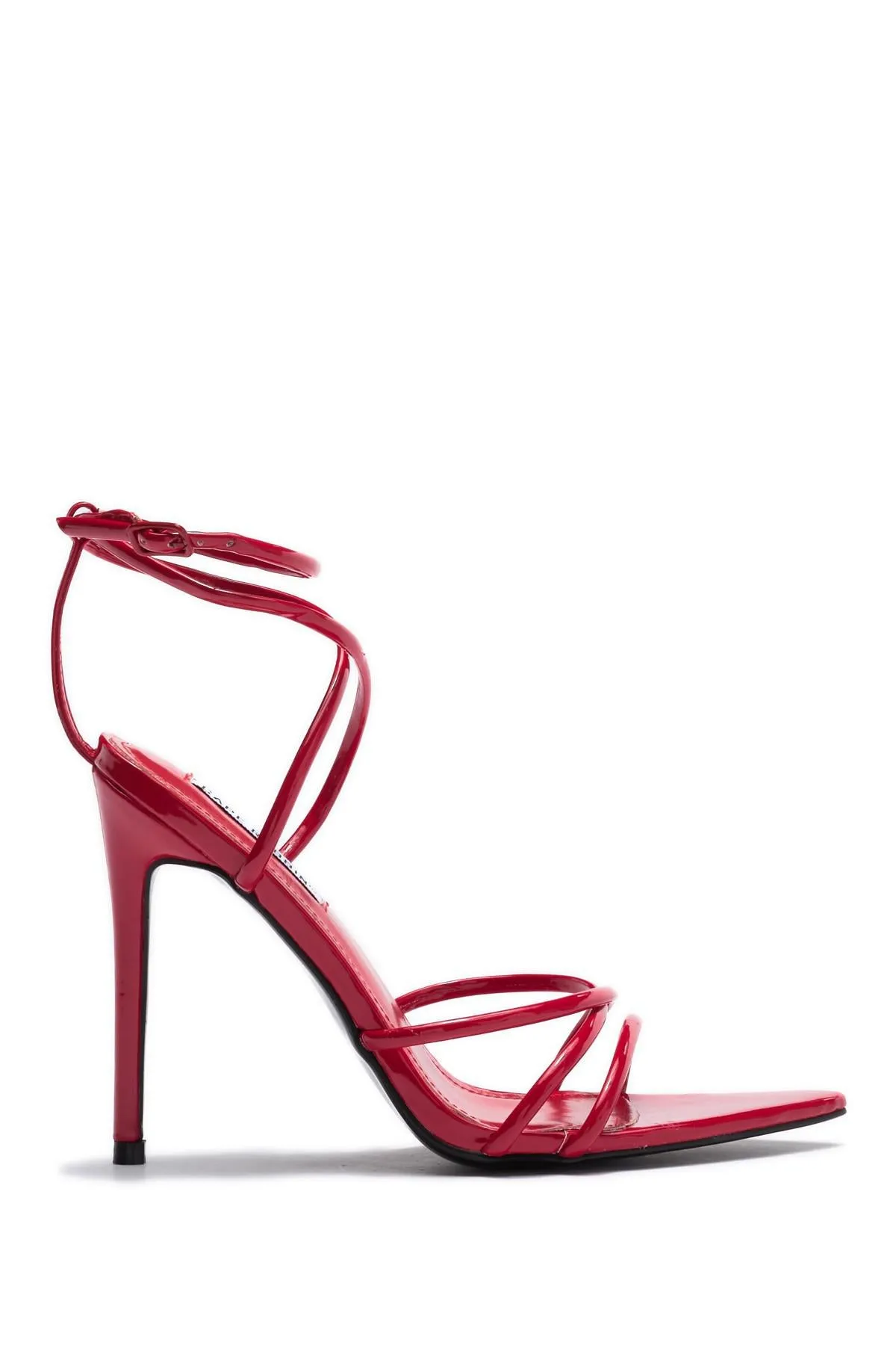 Cape Robbin Ada Strappy Pointy Open Toe Ankle Strap Stiletto Heel Sandals Red