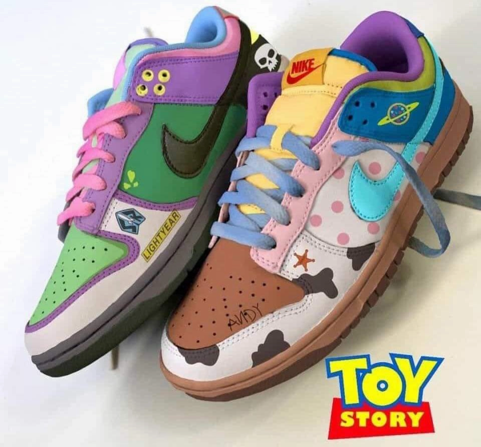synthetic running shoes Nike dunk low Toy story custom