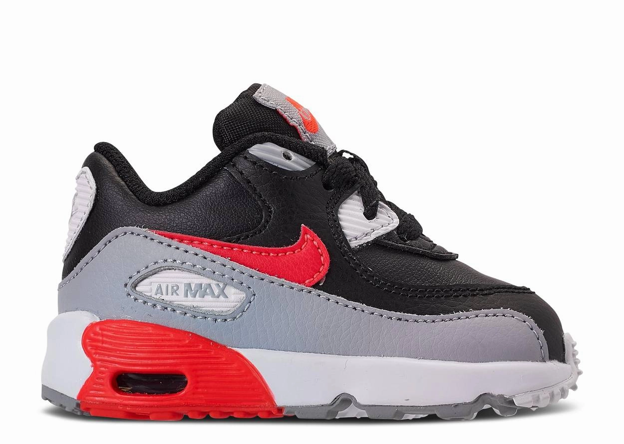 Hydrophobic Fabric Sport Inspired Air Max 90 Leather "Wolf Grey Crimson" (TD/Toddlers)