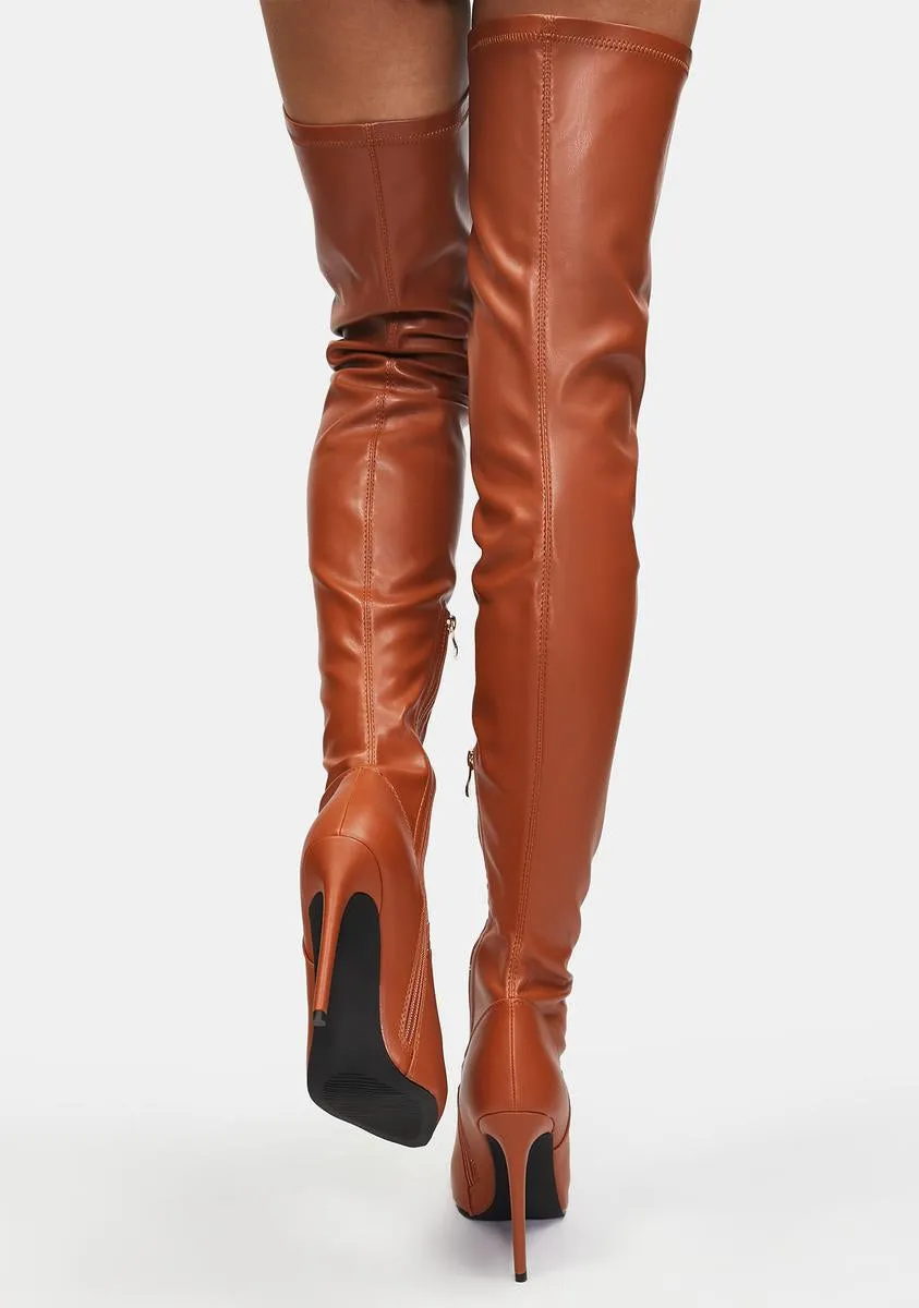Chocolate Mindful Thigh High Boots