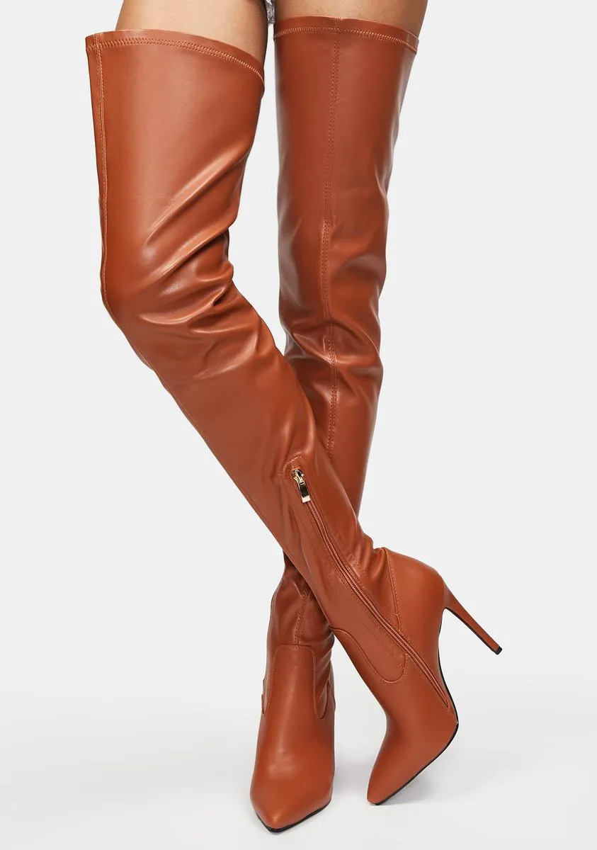 Chocolate Mindful Thigh High Boots