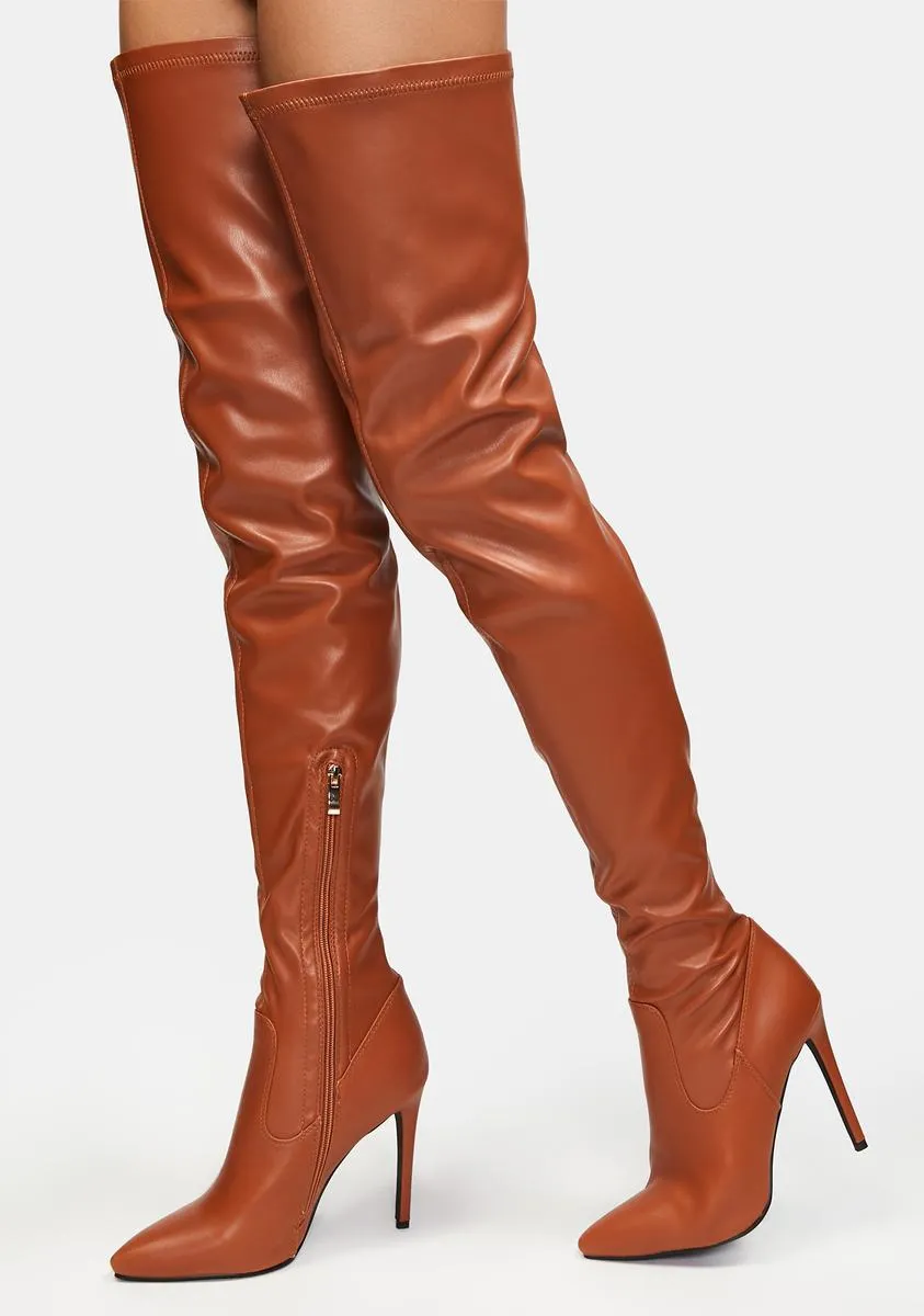 Chocolate Mindful Thigh High Boots