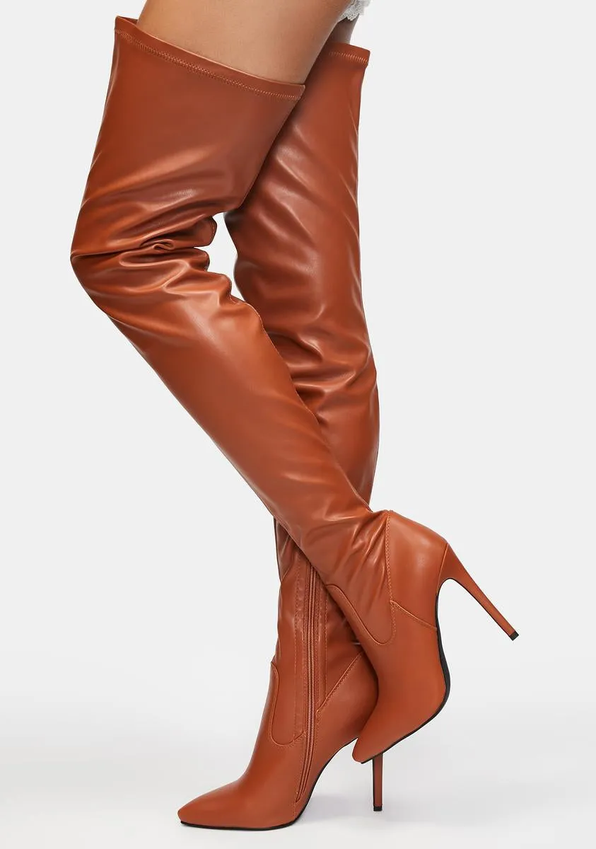 Chocolate Mindful Thigh High Boots