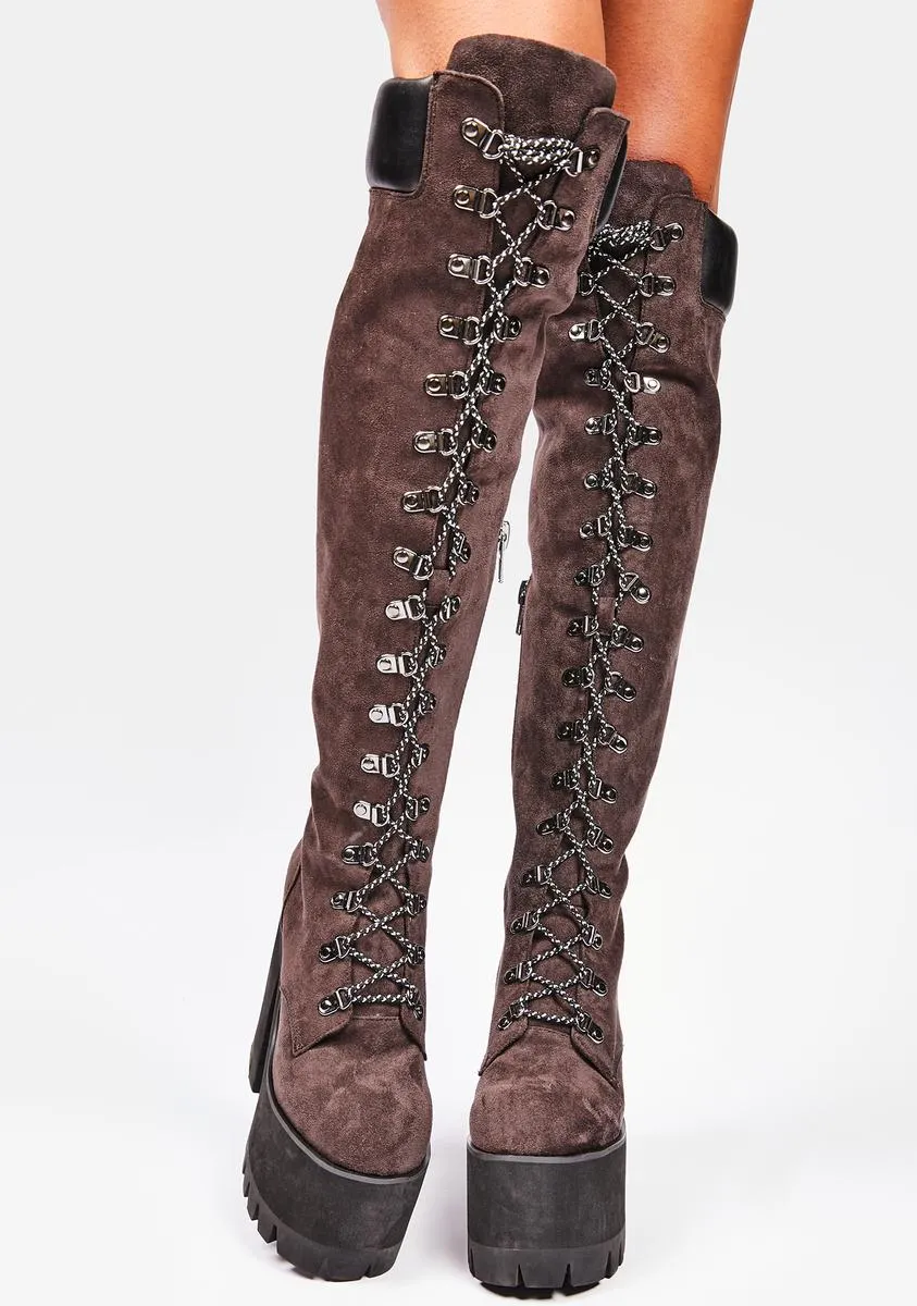 Chocolate Step It Out Platform Work Boots