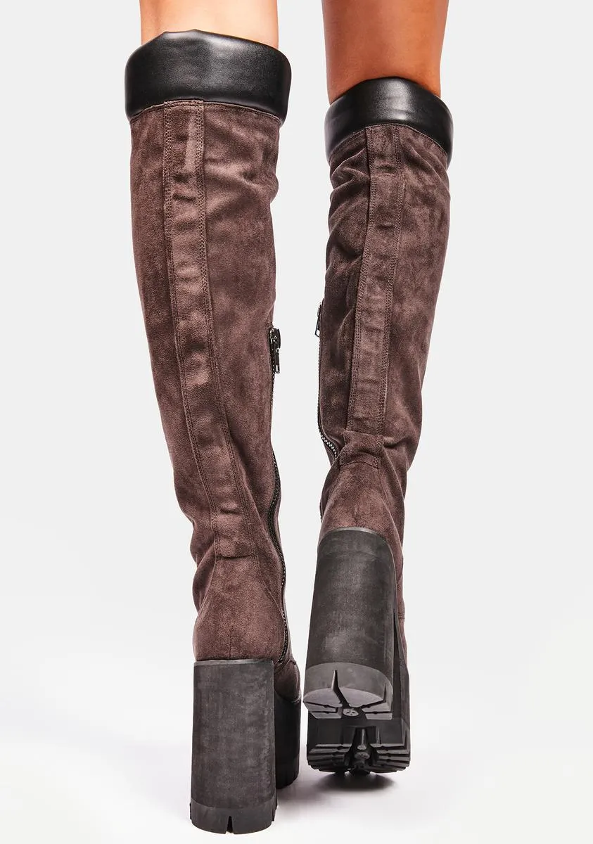 Chocolate Step It Out Platform Work Boots