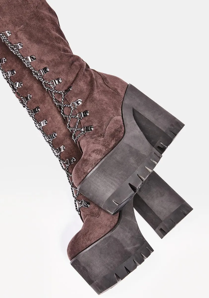 Chocolate Step It Out Platform Work Boots