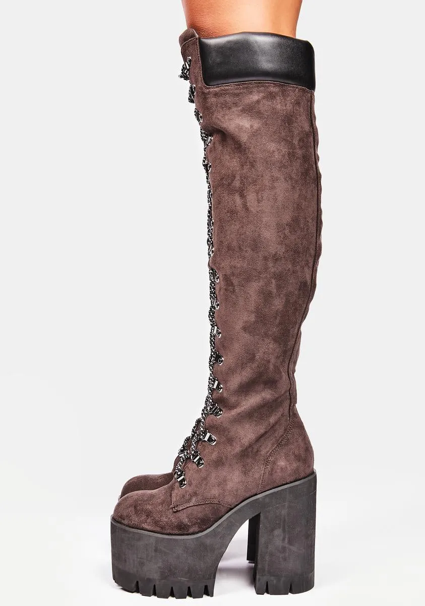 Chocolate Step It Out Platform Work Boots