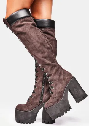 Chocolate Step It Out Platform Work Boots