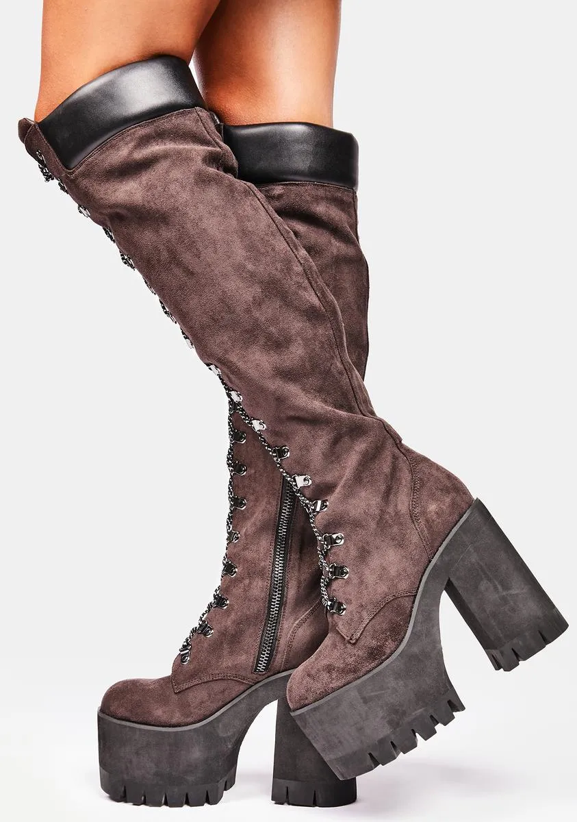 Chocolate Step It Out Platform Work Boots