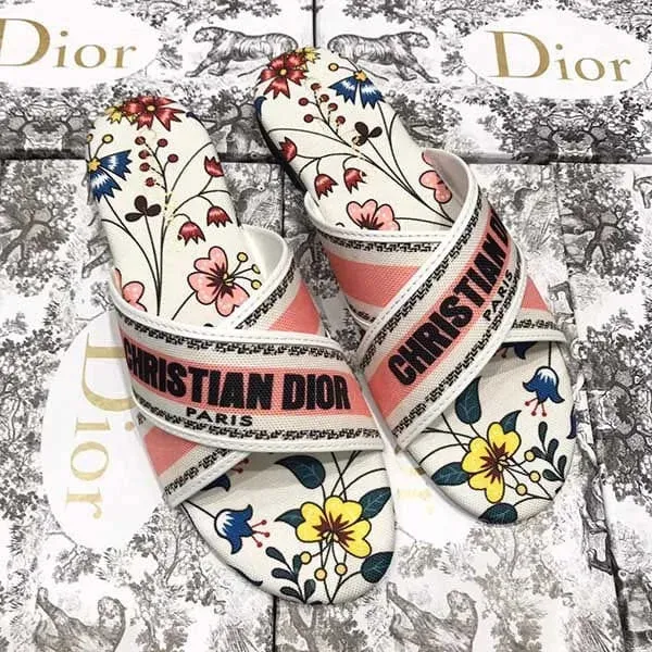 CHRISTIAN DIOR CRISS CROSS DWAY SLIDES - PINK