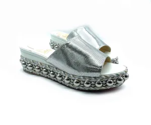 CHRISTIAN LOUBOUTIN - Janibasse 60 Calf/Lam Dino Wedge Sandals - Women