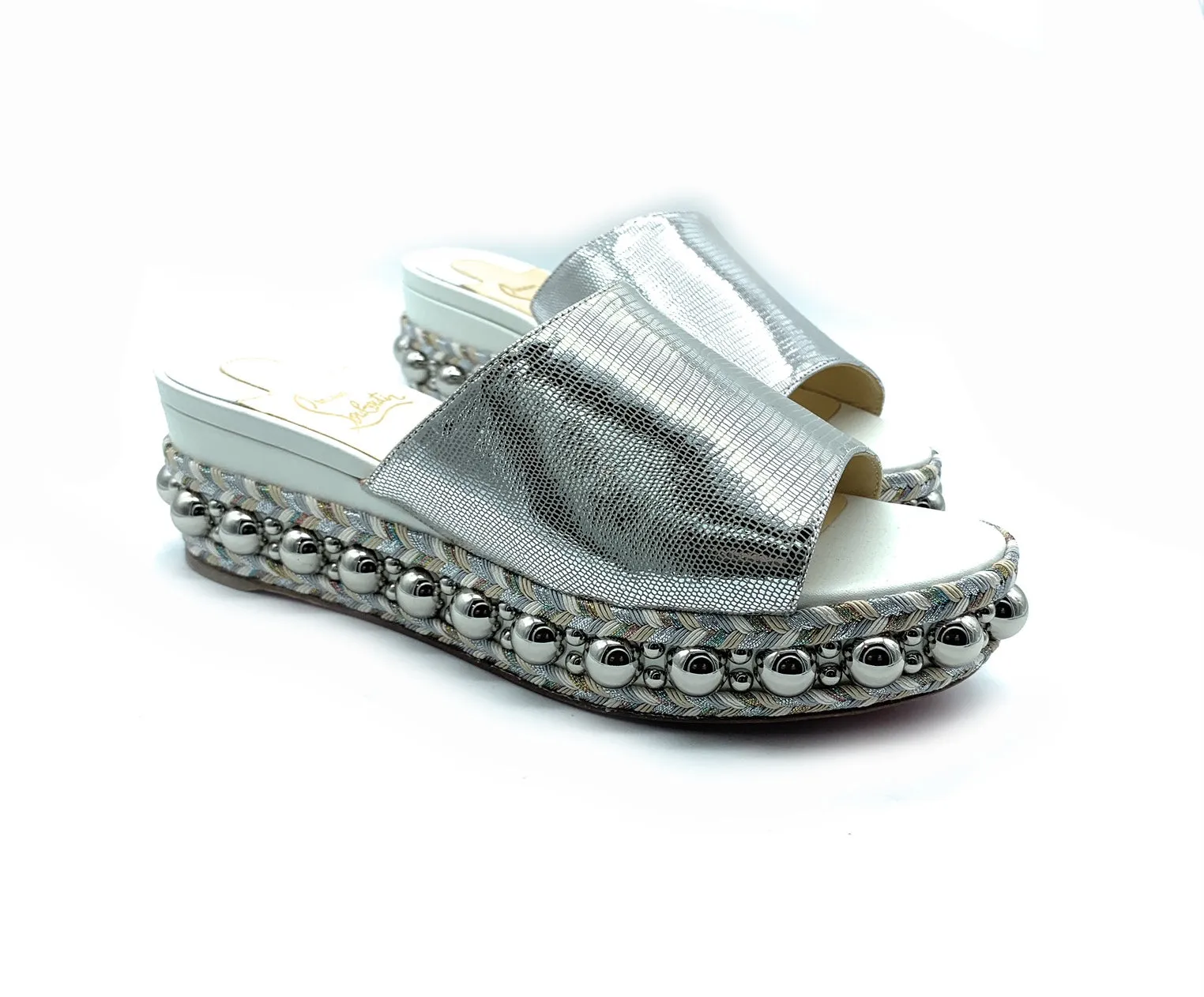 CHRISTIAN LOUBOUTIN - Janibasse 60 Calf/Lam Dino Wedge Sandals - Women