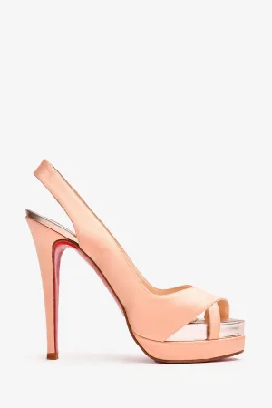 Christian Louboutin Pink Satin/Leather Peep Toe Heels
