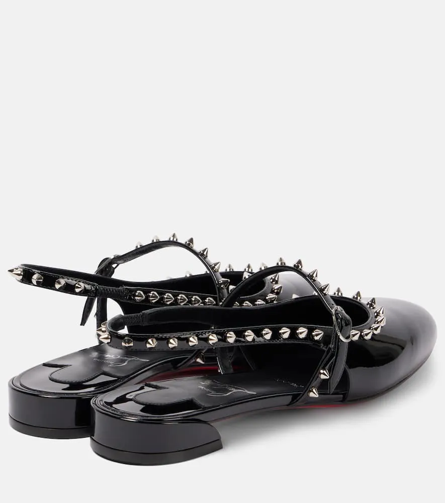 Christian Louboutin Sweet Janispikes patent leather slingback flats