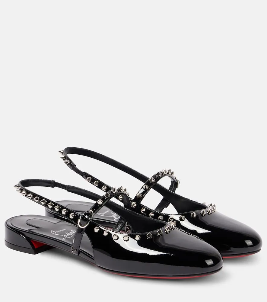 Christian Louboutin Sweet Janispikes patent leather slingback flats