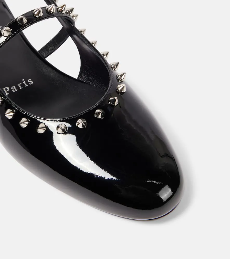 Christian Louboutin Sweet Janispikes patent leather slingback flats