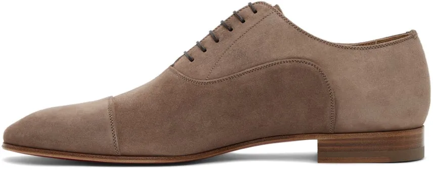 Christian Louboutin Taupe Suede Greggo Flat Oxfords
