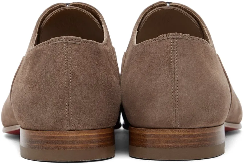 Christian Louboutin Taupe Suede Greggo Flat Oxfords