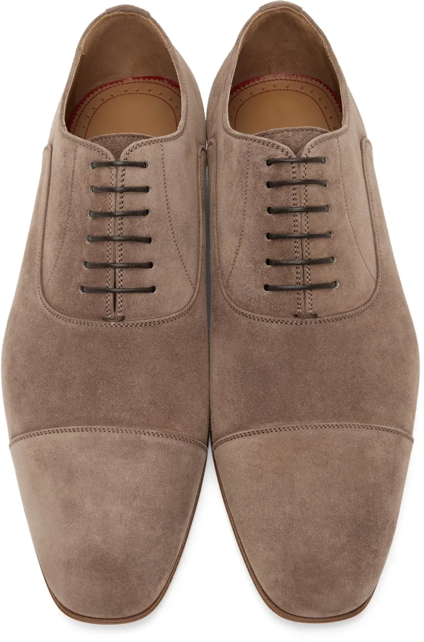 Christian Louboutin Taupe Suede Greggo Flat Oxfords